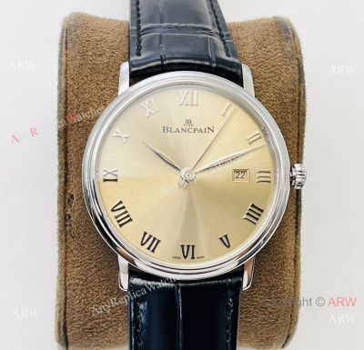 Swiss Replica Blancpain Villeret Ultraplate 9015 Champagne Dial Watch